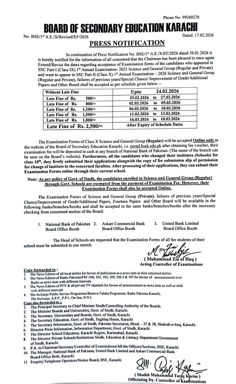 Examination Fees - 2026